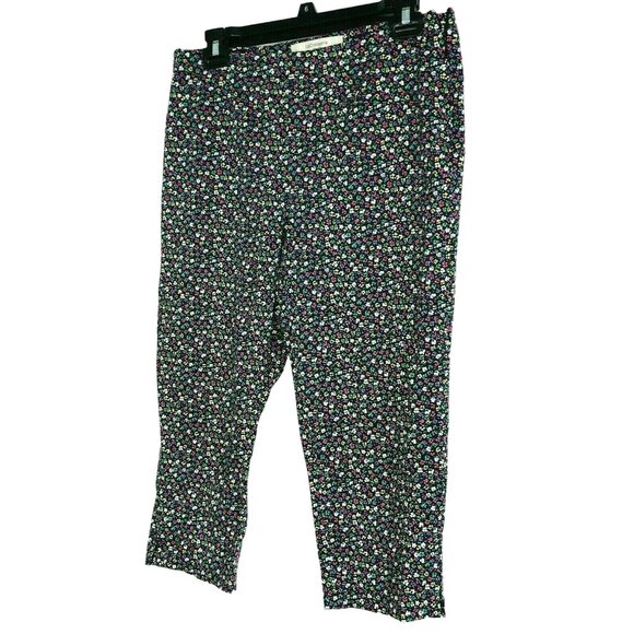 Liz Claiborne Capris Jackie Womens 8P Pink Blue White Flowers Pants Flat Front - Picture 8 of 9